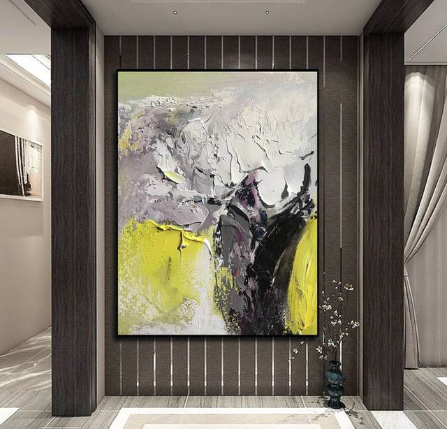 Black Modern Office Abstract Canvas Artwork 0E6BY wall art